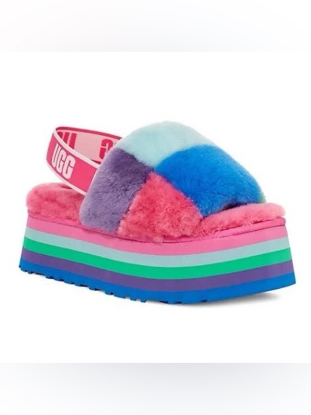 UGG Fluff Yeah multi coloured platform slippers 🌈 sz 9